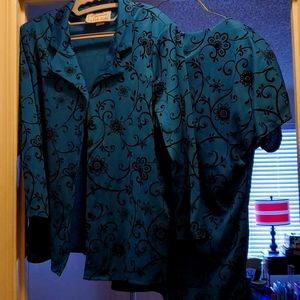 Delta Burke Teal shell and jacket size Large